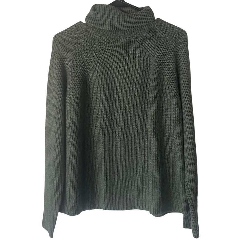 M & S Collection Women's Size Medium Green Tight Knit Turtle Neck Sweater‎